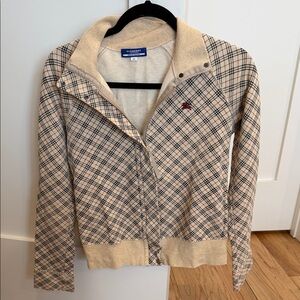 Burberry Checkered Beige and Black Zip-Up Jacket